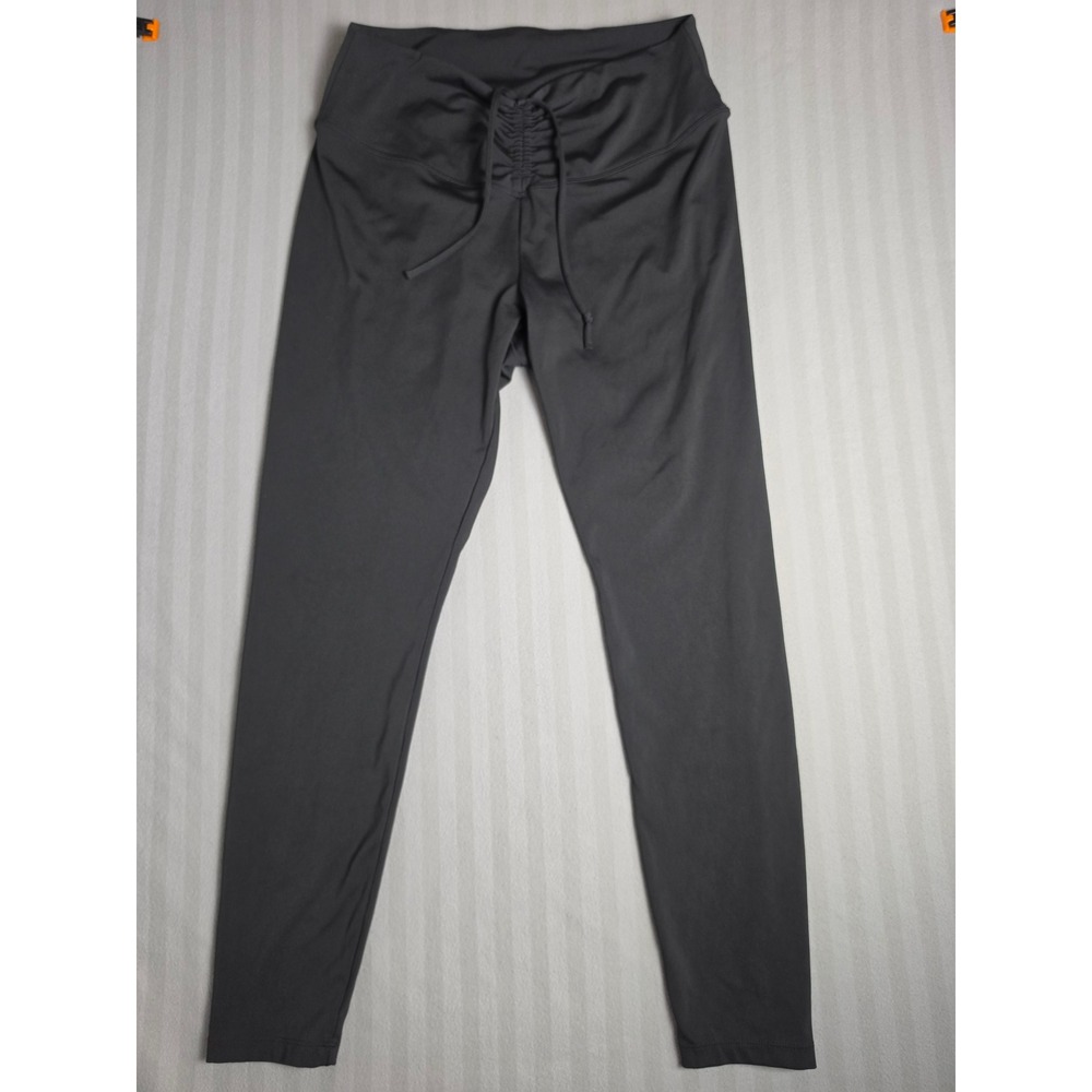 Pink Active Victoria's Secret Leggings XL Black Lace Up Front High Waist Yoga